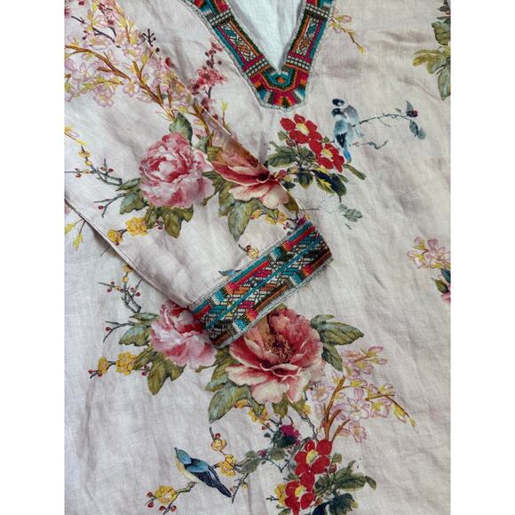 John Mark Boho‎ Aztec Embroidered Floral Tunic Top Multi Size Small - Picture 8 of 10